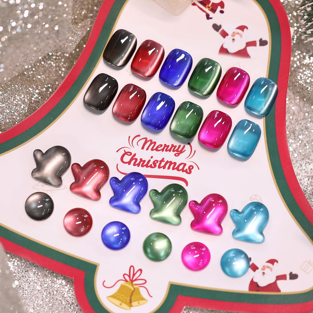 Born Pretty Christmas Cat Magnetic Eye Gel Nail Polish Set – 6 Colors (7ml each) for Holiday Manicure