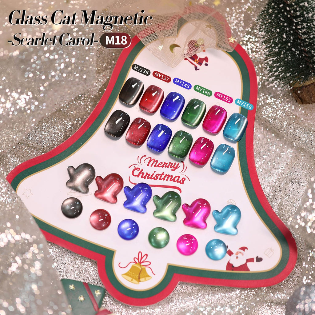 Born Pretty Christmas Cat Magnetic Eye Gel Nail Polish Set – 6 Colors (7ml each) for Holiday Manicure