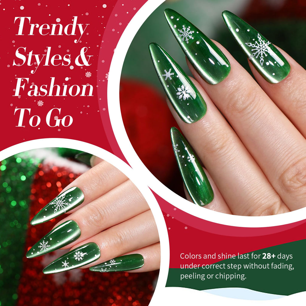 Born Pretty Christmas Cat Magnetic Eye Gel Nail Polish Set – 6 Colors (7ml each) for Holiday Manicure