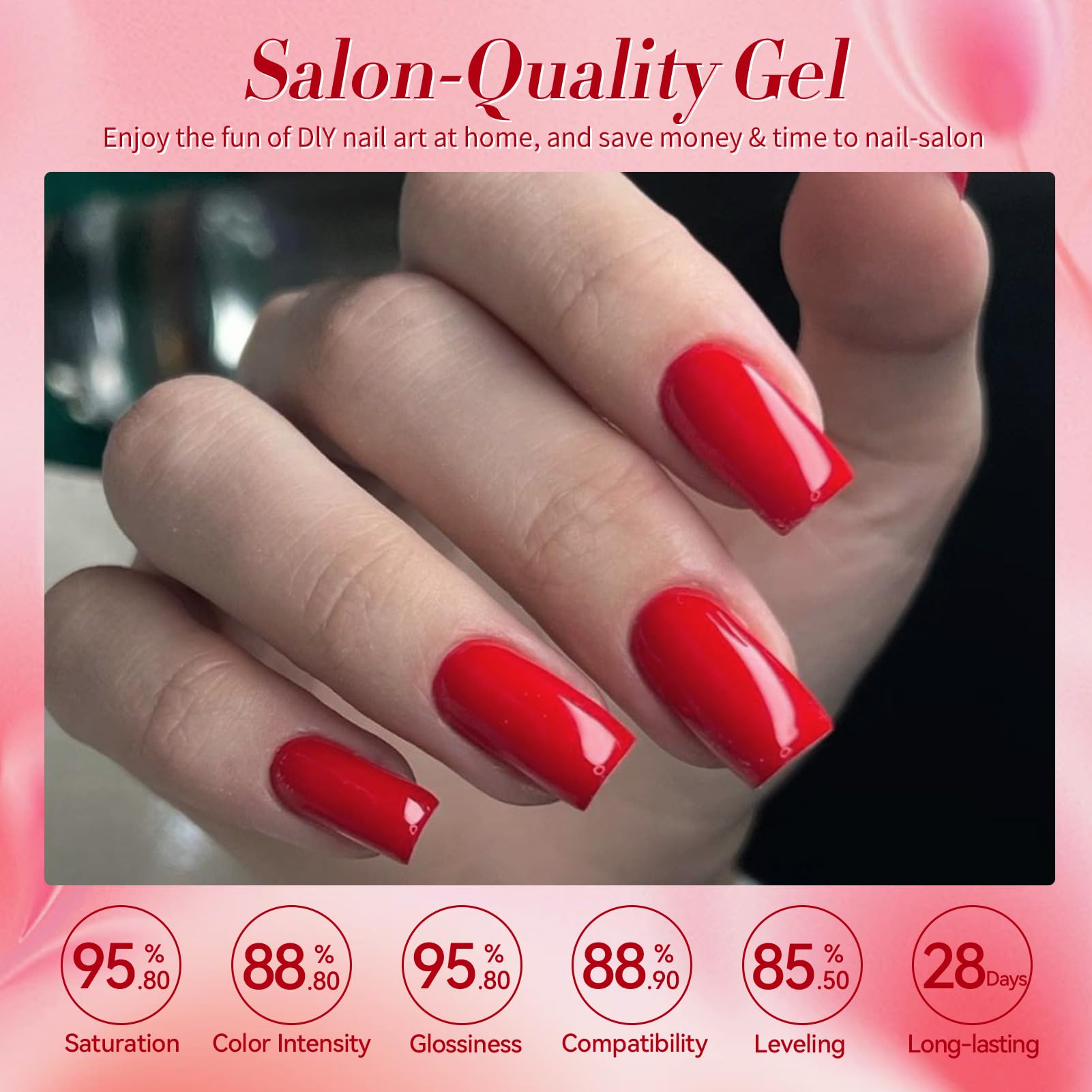 Born Pretty Red Gel Nail Polish Set – Burgundy, Blood Red, Cherry, Wine Red, 7ml x6