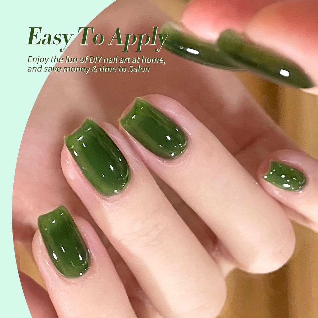Born Pretty Jelly Green & Milky White Gel Nail Polish Kit – 6 Colors for DIY Manicure & St. Patrick's Day Nail Art