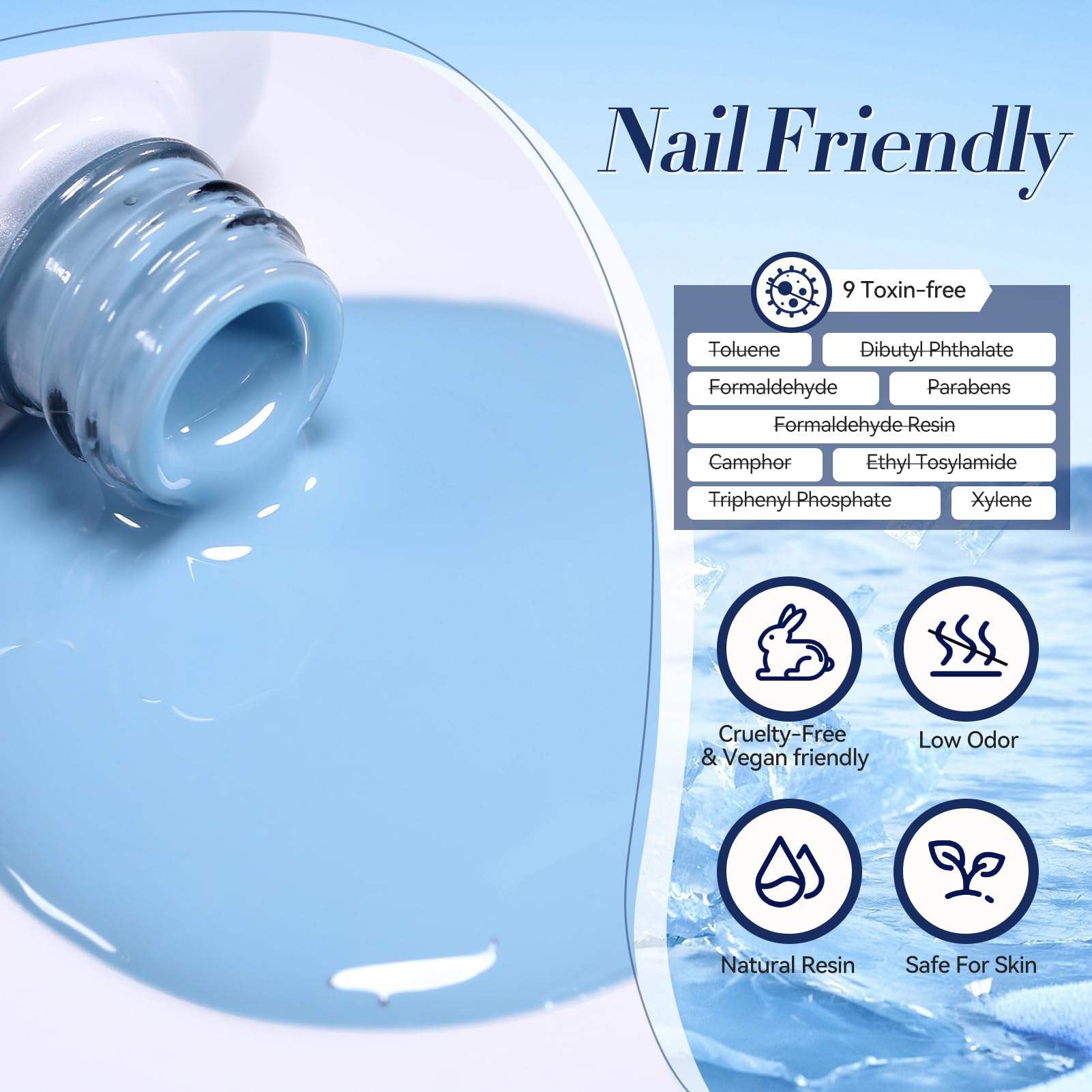 Born Pretty Blue Gel Nail Polish Kit – 6 Gradient Blues with Glitter & Long-Lasting Color