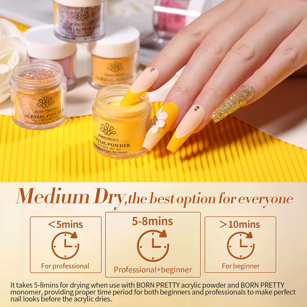 Born Pretty 36-Color Acrylic Powder Set for Fall & Winter – No Lamp Needed, Long-Lasting Nail Art Kit