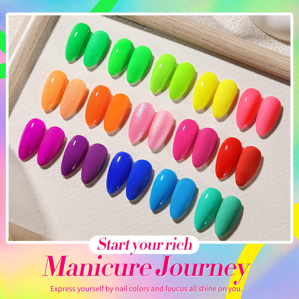 Born Pretty Neon Nail Polish Set - 15 Quick-Dry Neon Colors for DIY Nails