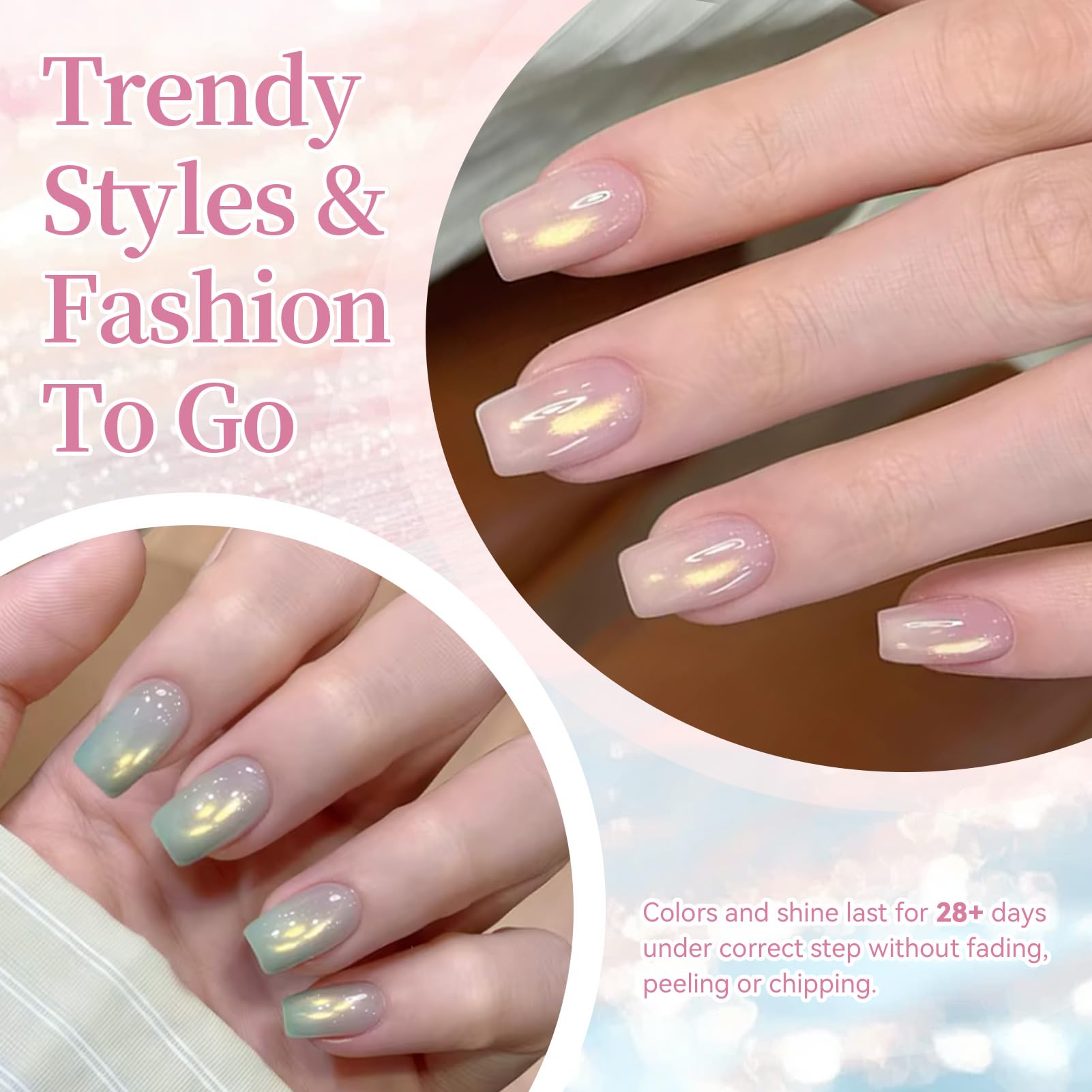 Born Pretty Golden Mirage Cat Magnetic Eye Gel Nail Polish Set — 6 Colors, HEMA&TPO Free, Soak Off
