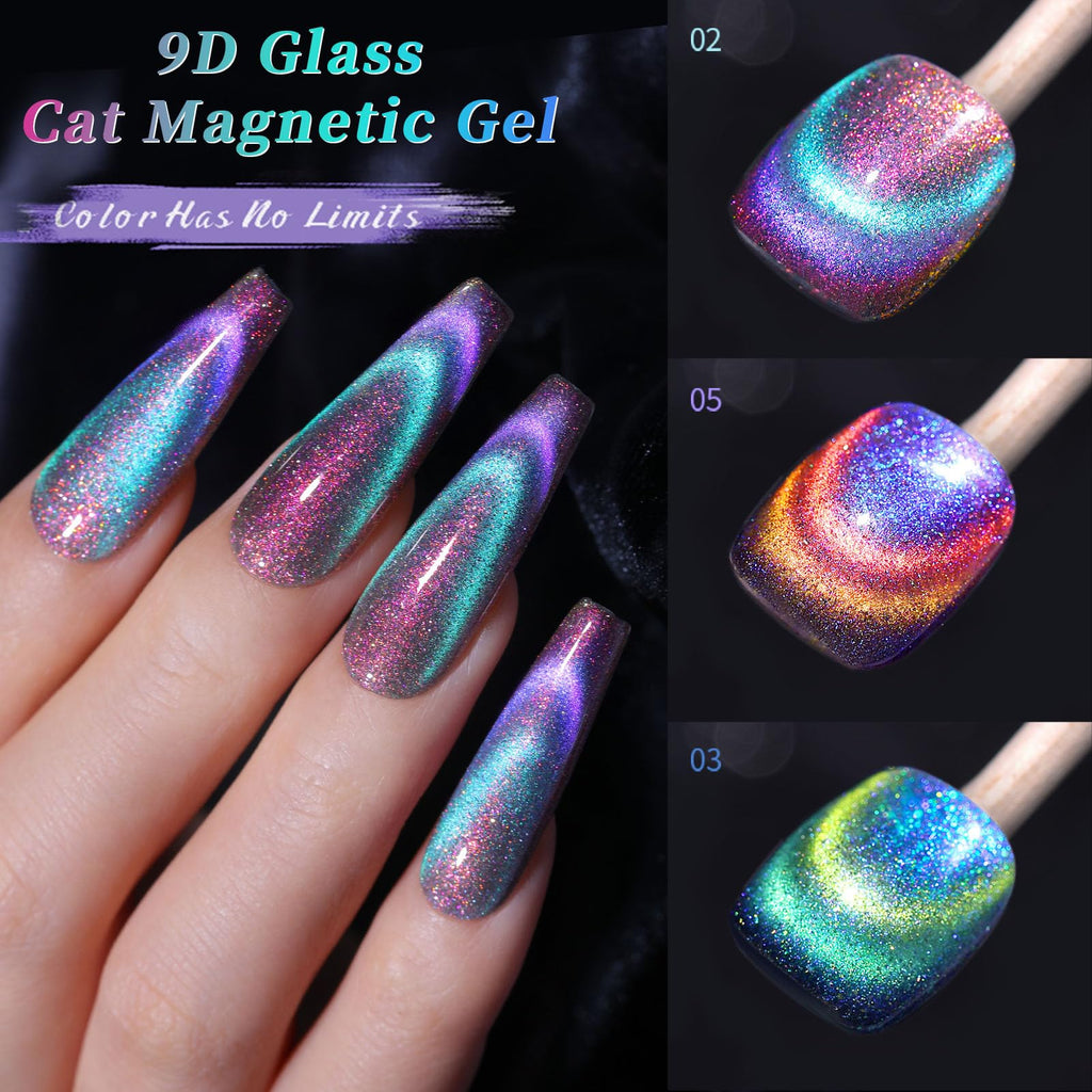 Born Pretty Cat Magnetic Gel Nail Polish Set 9D Chameleon Glitter – 6pcs