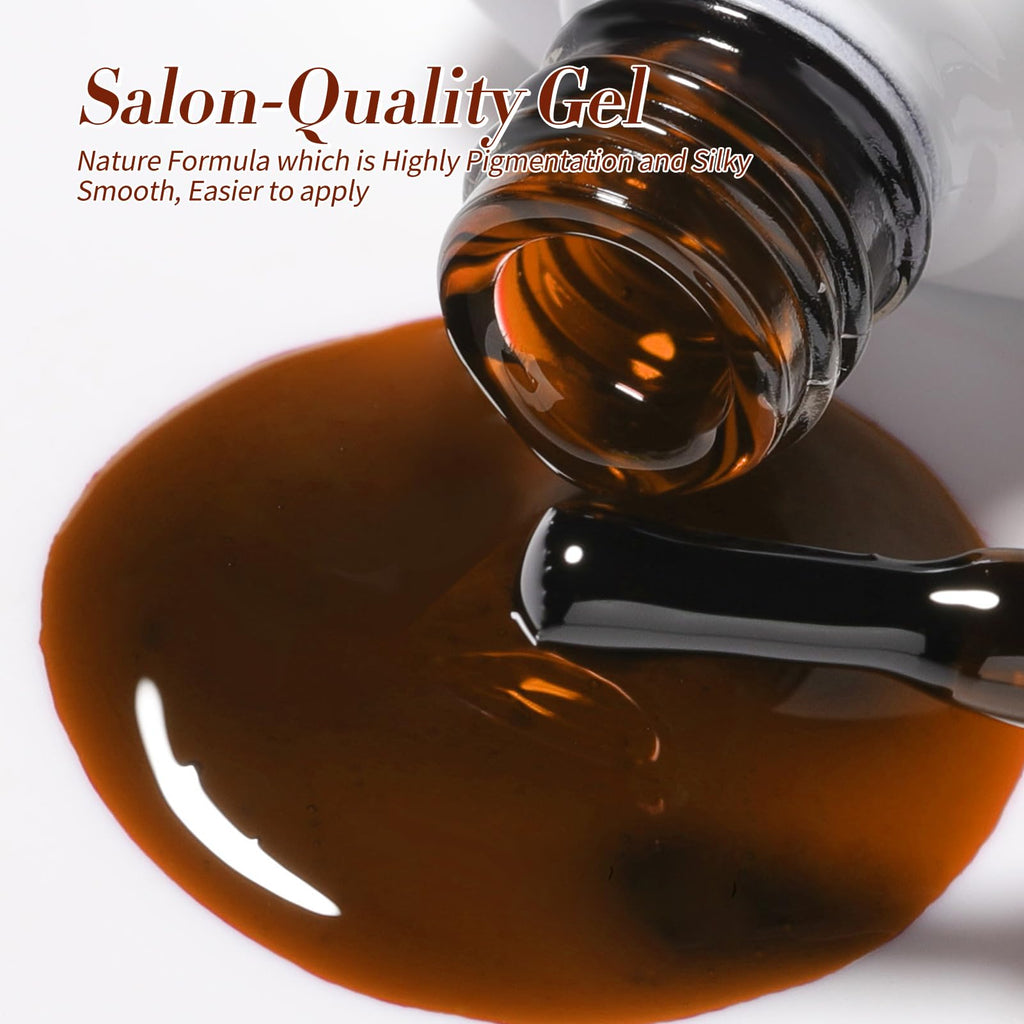 Born Pretty Jelly Gel Nail Polish Set — Fall/Winter 6-Piece 7ml Gel Kit (Brown, Burgundy, Black, Nude, Transparent)