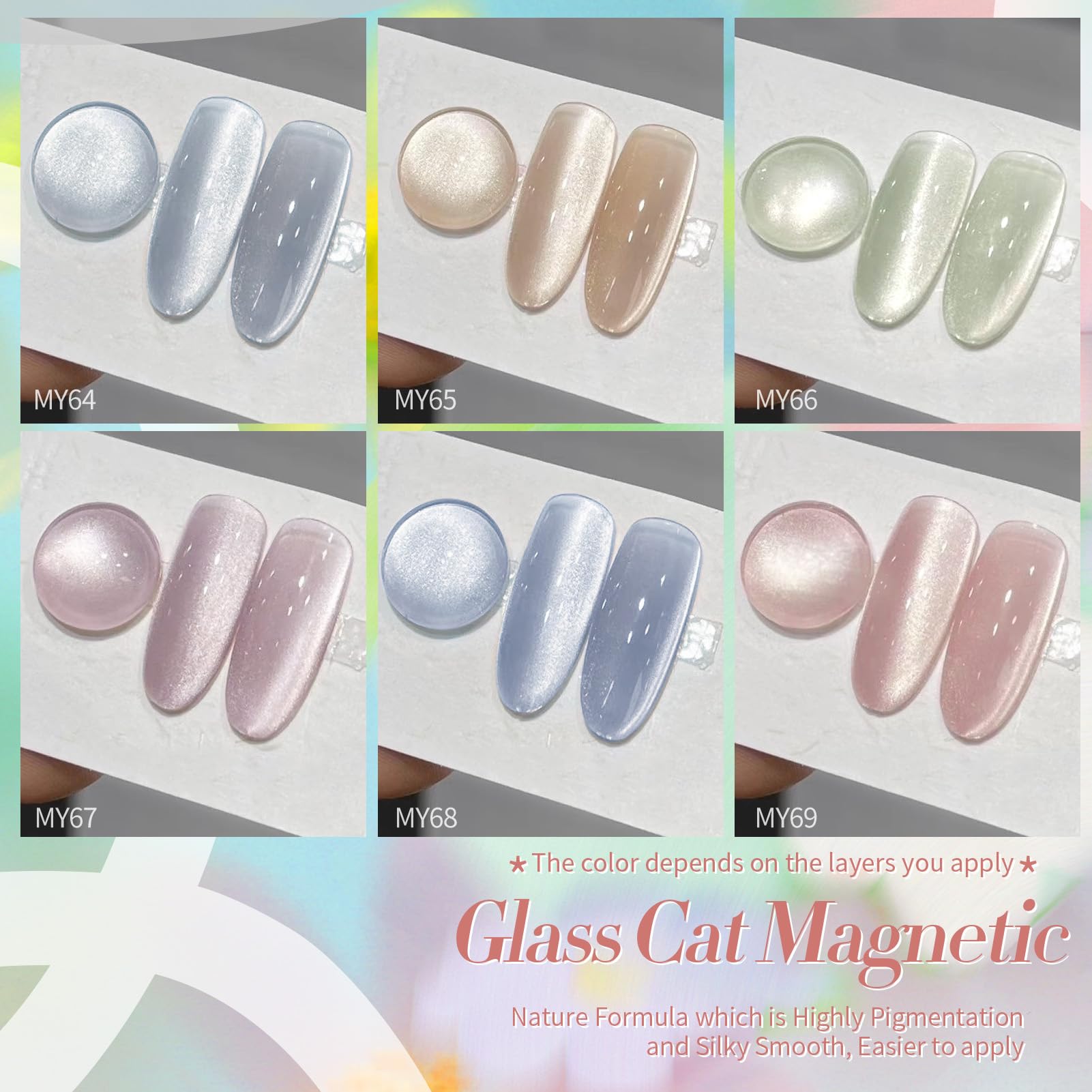 Born Pretty Magnetic Gel Nail Polish Kit – 6pc Water Light Jelly Cat Eye Set
