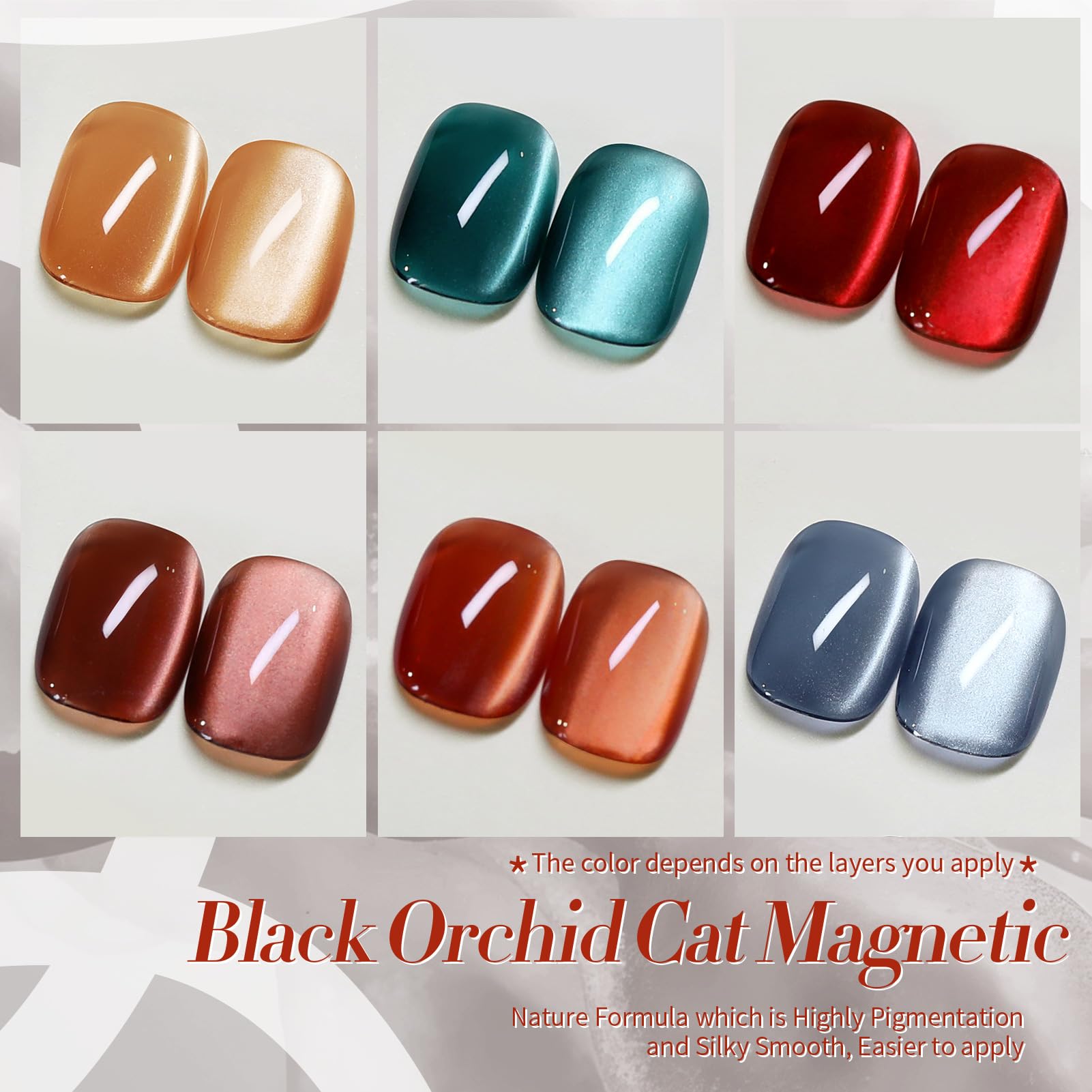 Born Pretty Cat Magnetic Eye Gel Nail Polish Kit (6Pcs) – Jelly Glass Crystal Magnetic Nail Polish