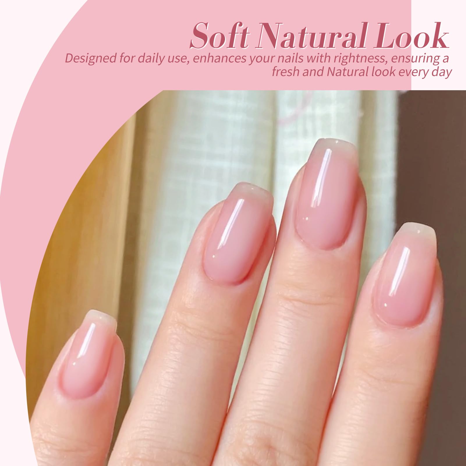 Born Pretty Jelly Pink Gel Nail Polish Set – 6 Translucent Sheer Colors, 7ml, Soak Off UV/LED