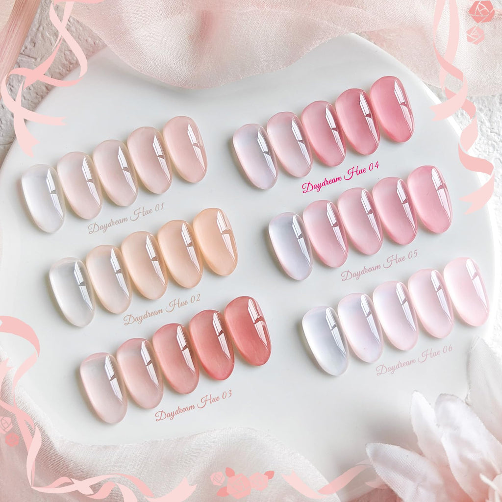 Born Pretty Jelly Pink Gel Nail Polish Set – 6 Translucent Sheer Colors, 7ml, Soak Off UV/LED