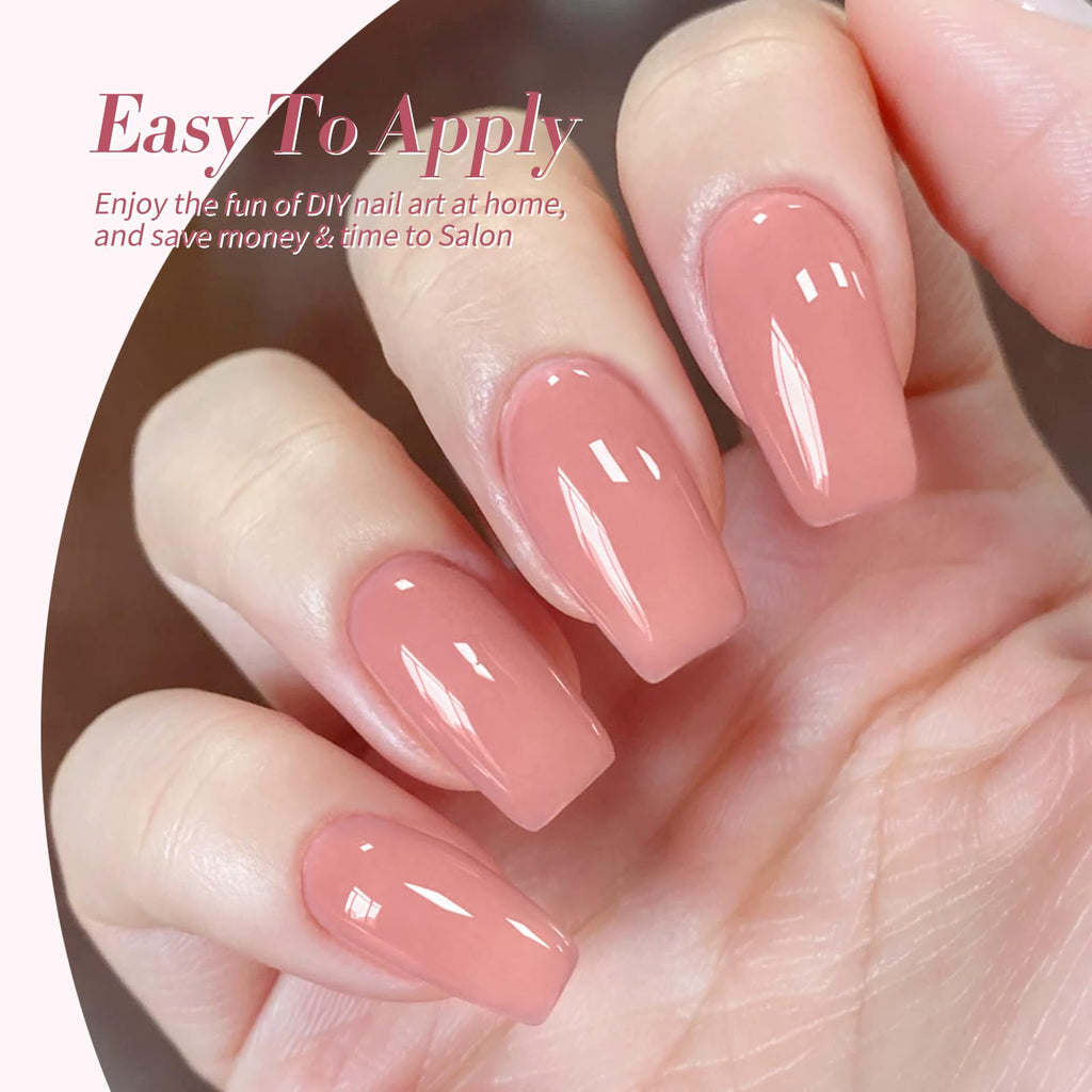 Born Pretty Jelly Pink Gel Nail Polish Set – 6 Translucent Sheer Colors, 7ml, Soak Off UV/LED
