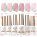 Born Pretty Jelly Pink Gel Nail Polish Set – 6 Translucent Sheer Colors, 7ml, Soak Off UV/LED