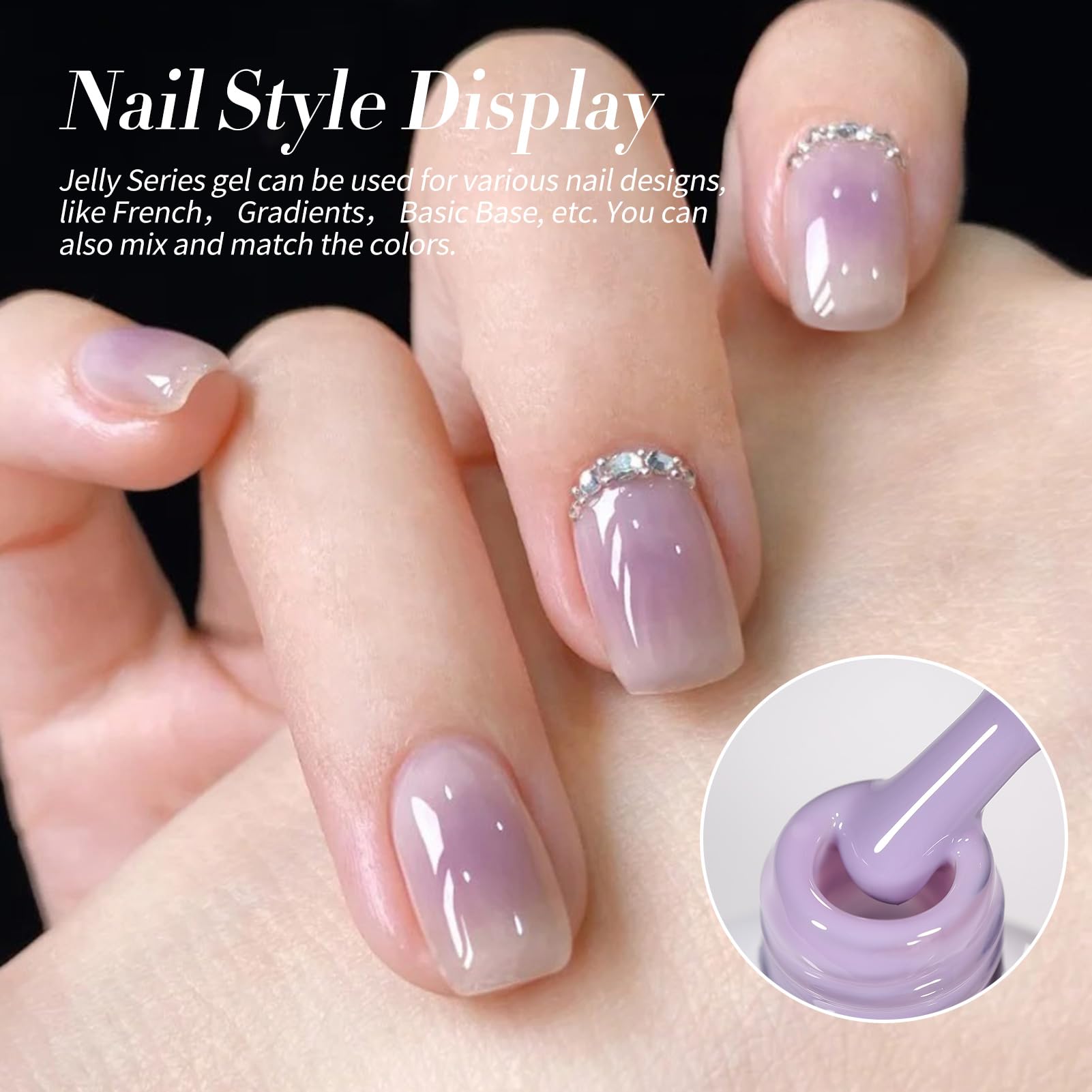 Born Pretty Jelly Purple Gel Nail Polish – 6 Purple Violets Kit for Soak-Off Gel Manicure