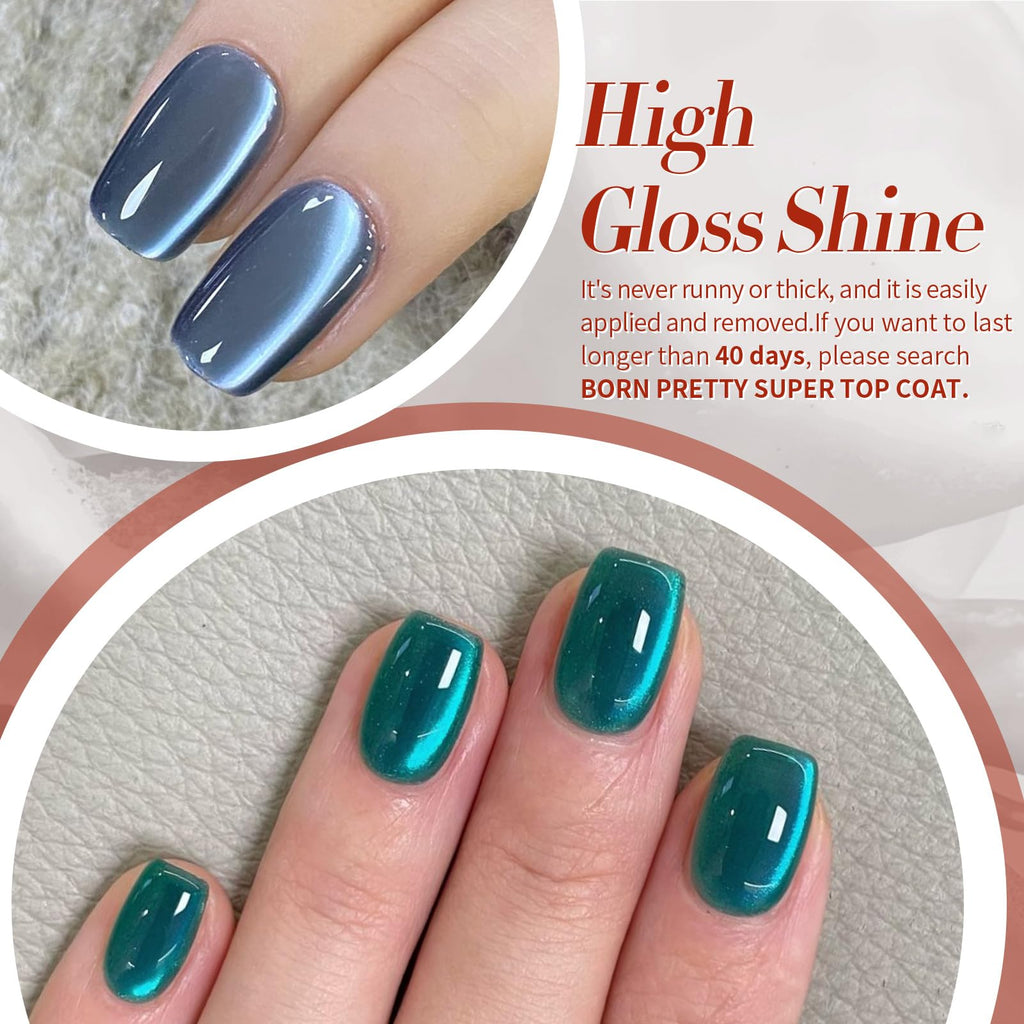 Born Pretty Cat Magnetic Eye Gel Nail Polish Kit (6Pcs) – Jelly Glass Crystal Magnetic Nail Polish