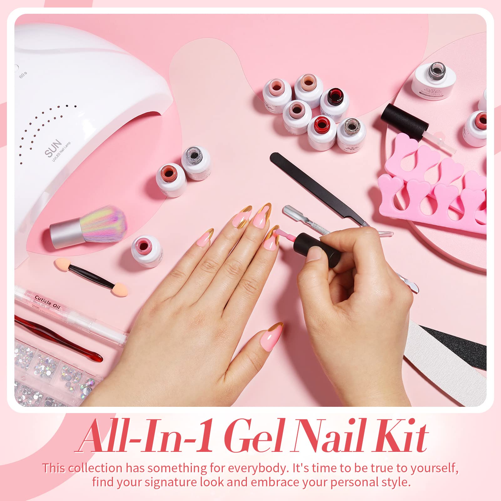 Born Pretty Jelly Gel Nail Polish Kit – 28Pcs with 48W UV Lamp, 12 Colors + Base/Top Coat
