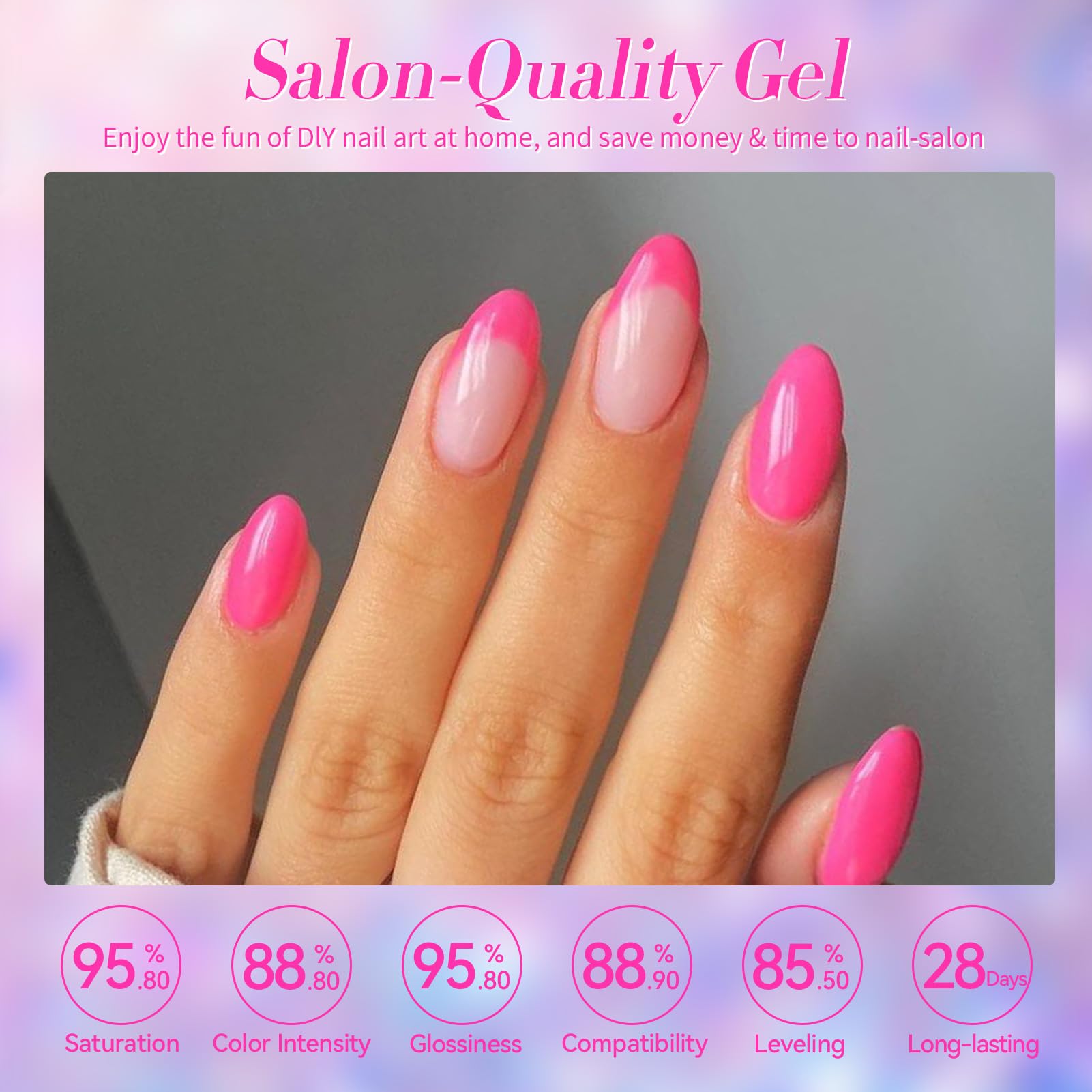 Born Pretty Pink Gel Nail Polish Kit – 6 Colors (Glitter, Pearl & Mermaid Shimmer) Soak-Off Gel Nail Kit