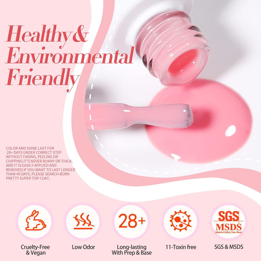 Born Pretty Jelly Gel Nail Polish Kit – 28Pcs with 48W UV Lamp, 12 Colors + Base/Top Coat