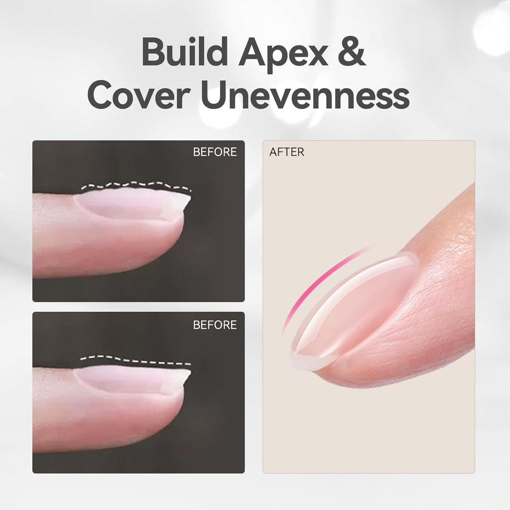 Born Pretty Builder Gel 8-in-1 for Nails – 15ml Clear & Pink Set | Base Gel, Extension Gel, Rhinestone Glue