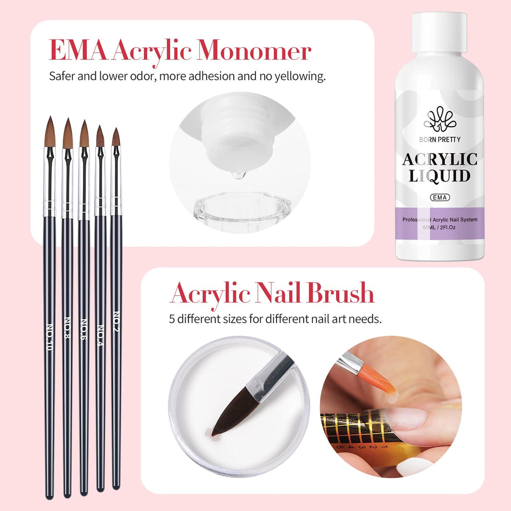 Born Pretty Acrylic Nail Kit with Drill – 92Pcs Starter Set for DIY Home Manicures