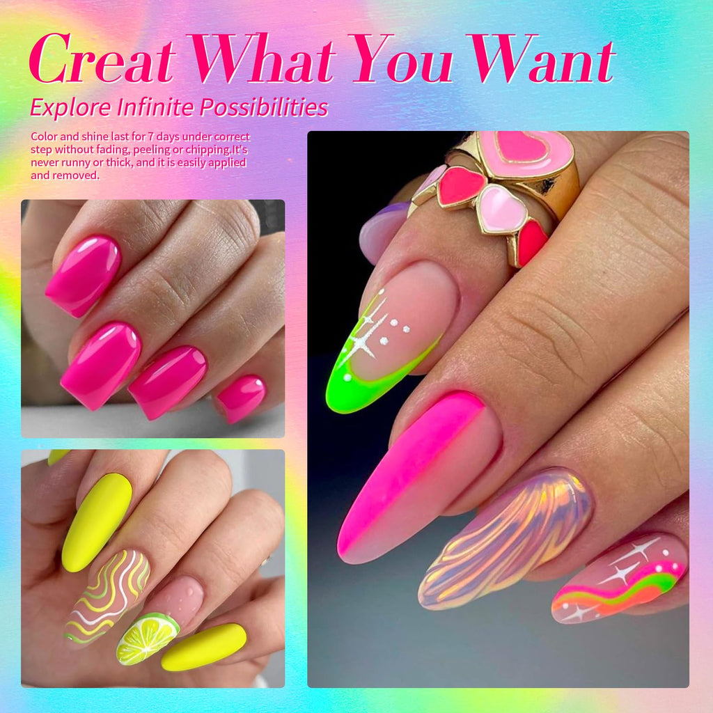 Born Pretty Neon Nail Polish Set - 15 Quick-Dry Neon Colors for DIY Nails