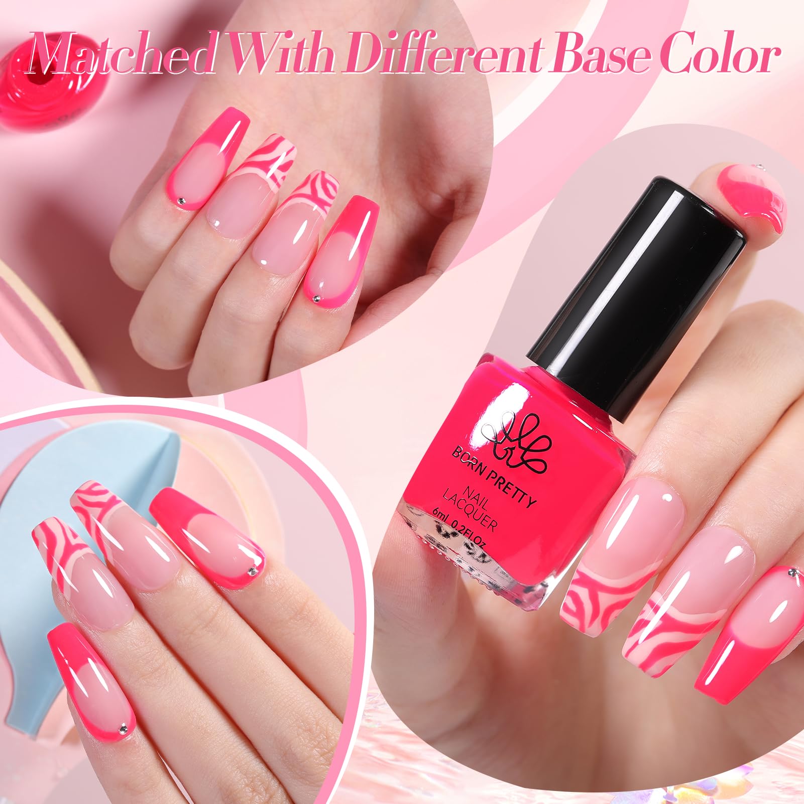 Born Pretty Pink Nail Polish Set – 15 Quick Dry Colors for DIY Nails