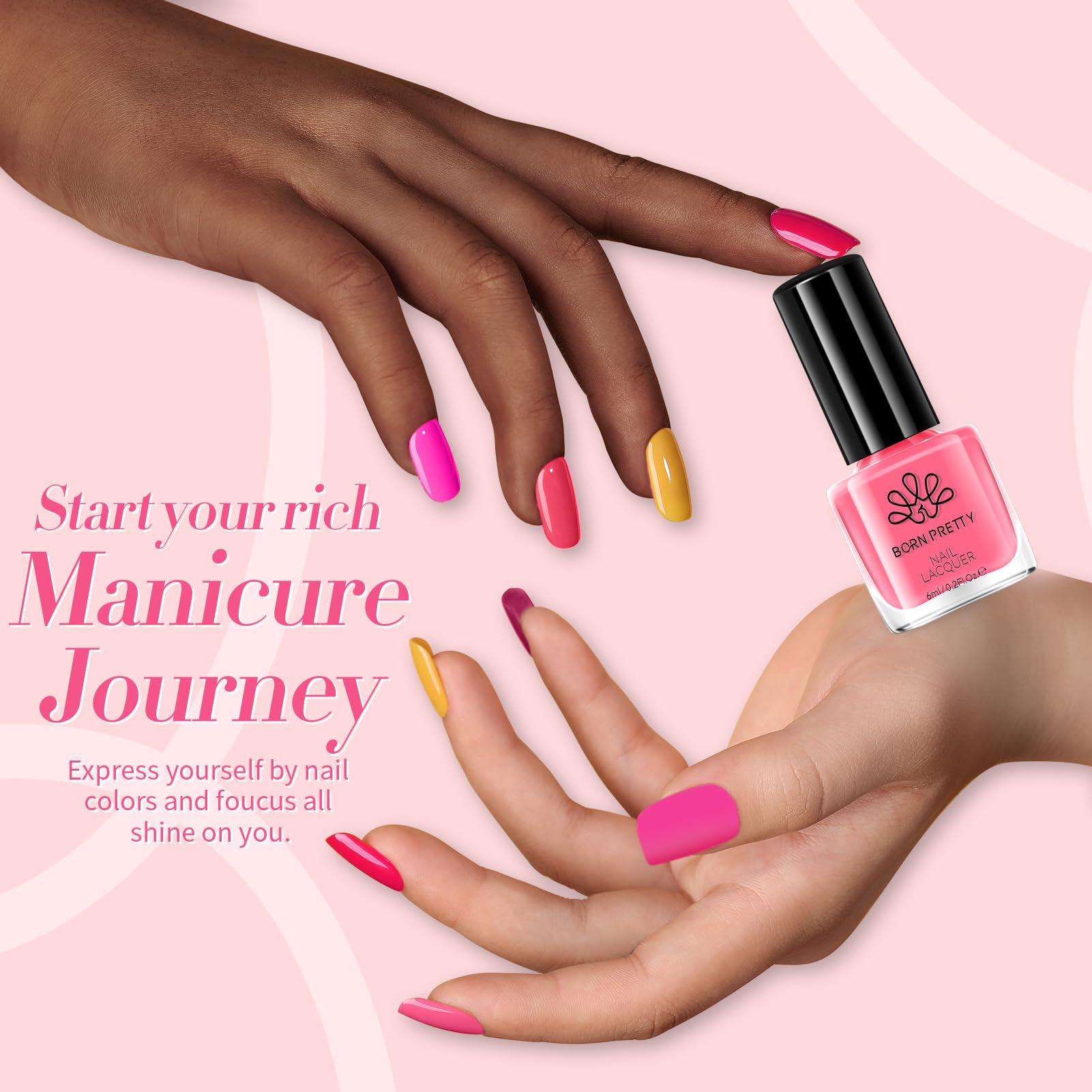 Born Pretty Pink Nail Polish Set – 15 Quick Dry Colors for DIY Nails