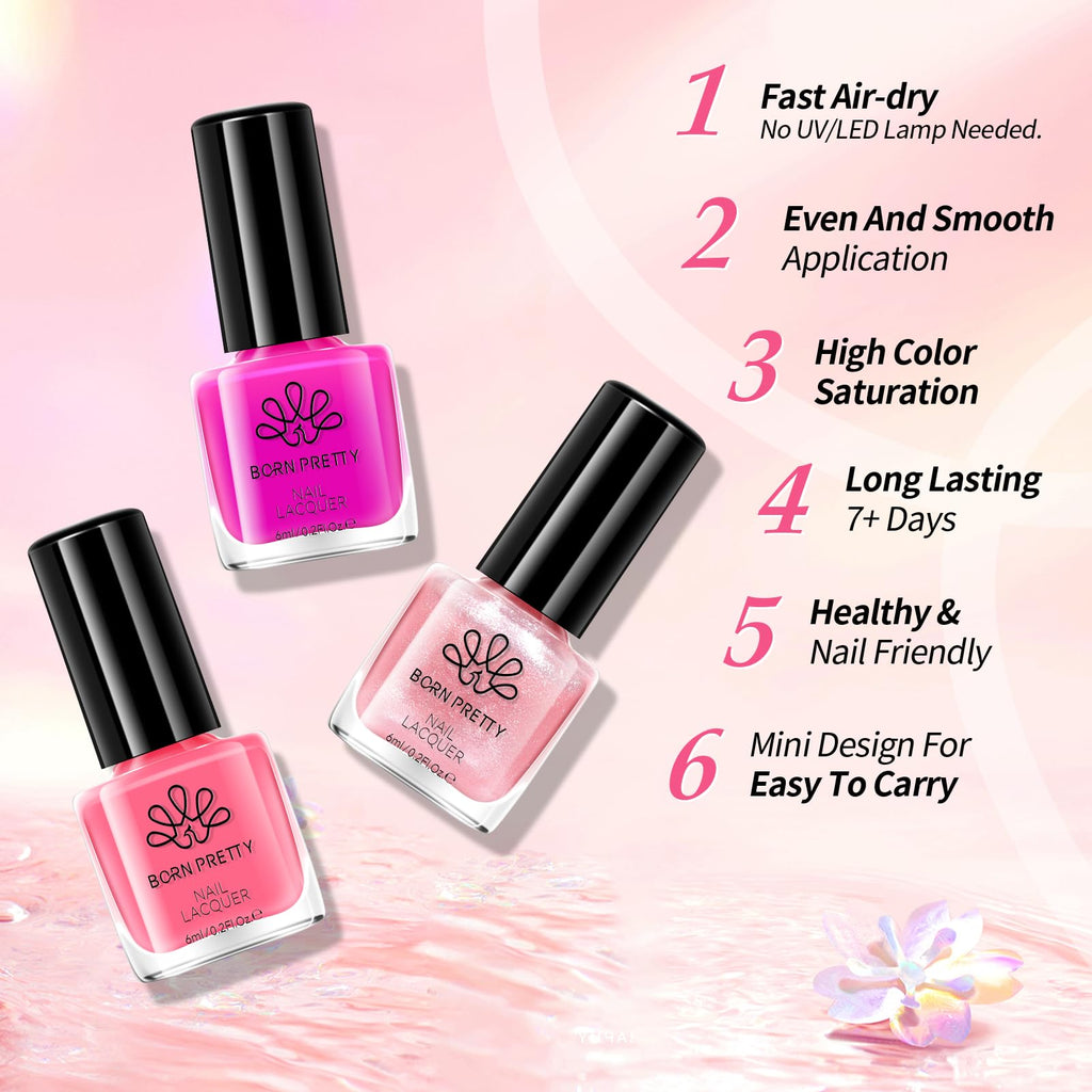 Born Pretty Pink Nail Polish Set – 15 Quick Dry Colors for DIY Nails