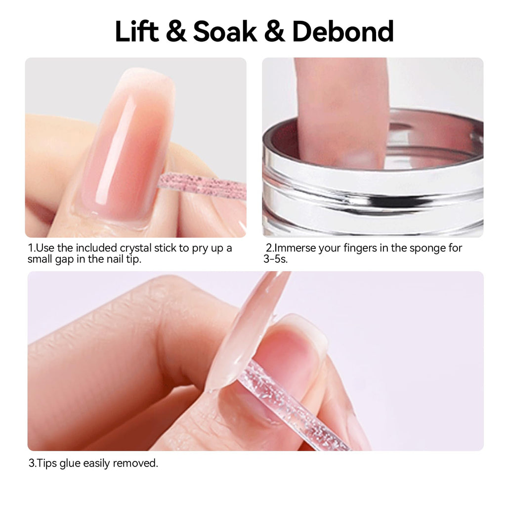BORN PRETTY 80ML Fast-Acting Nail Glue Remover with Sponge Applicator for Fake Nails, Acrylic Nails & False Tips