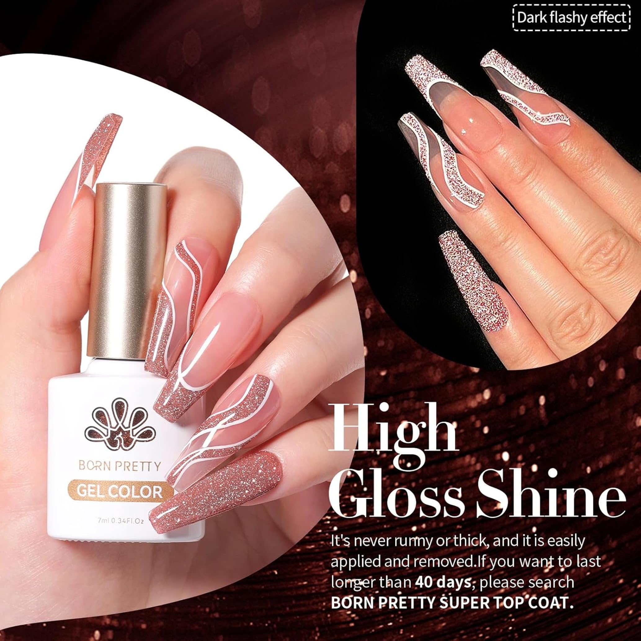 Born Pretty Reflective Red Glitter Gel Polish 6-Pack 7ml | Christmas Disco Nails