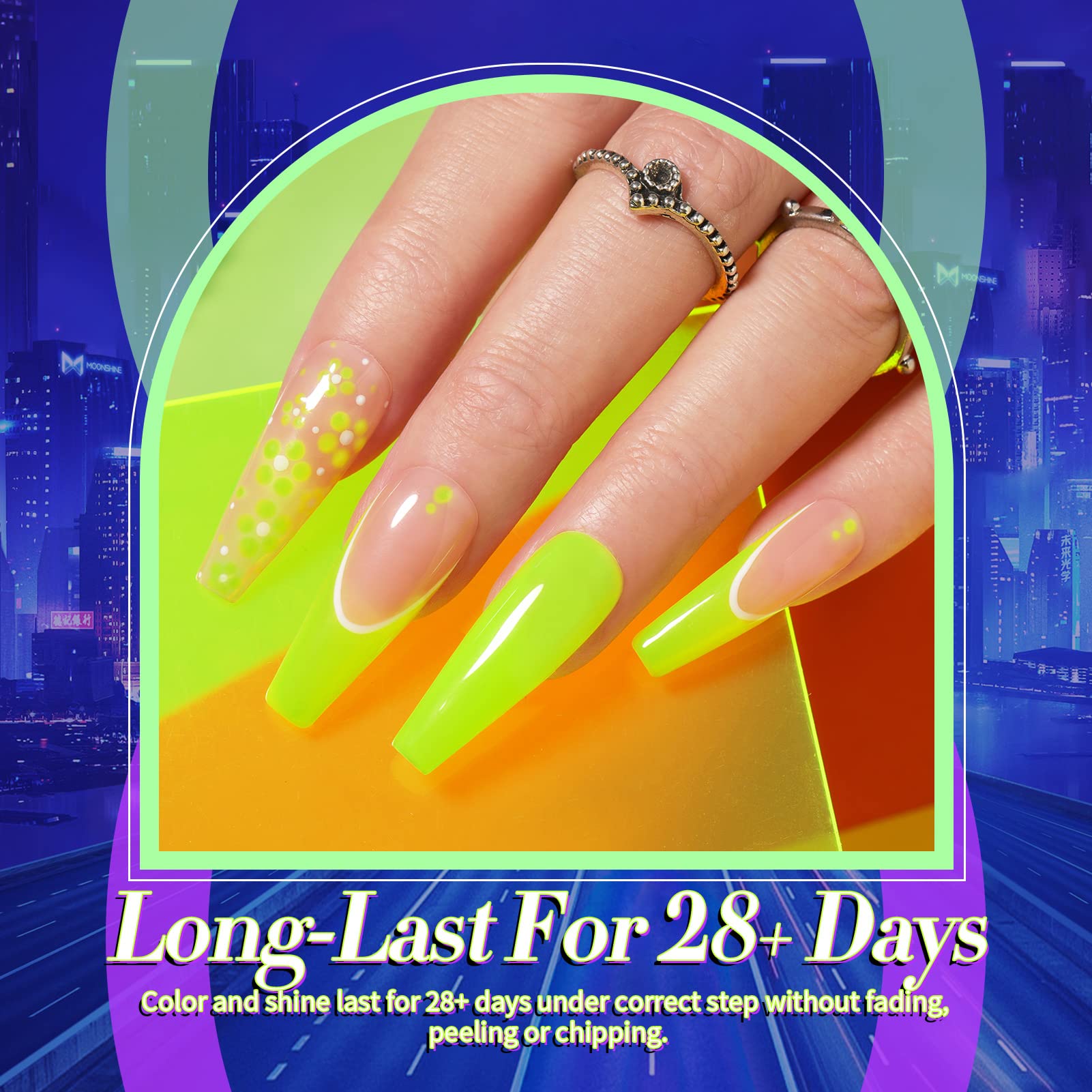Born Pretty Neon Gel Nail Polish Set — 6 Luminous Neon Colors, 7ml