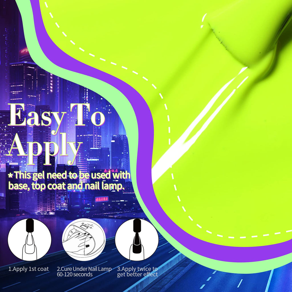 Born Pretty Neon Gel Nail Polish Set — 6 Luminous Neon Colors, 7ml