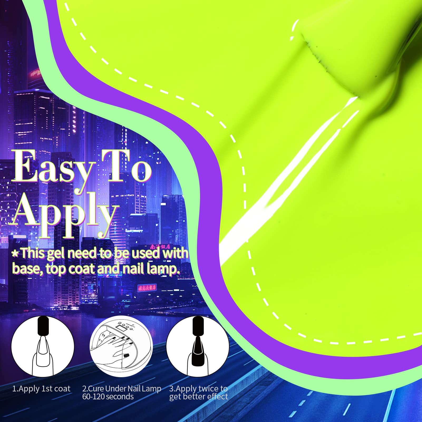 Born Pretty Neon Gel Nail Polish Set — 6 Luminous Neon Colors, 7ml