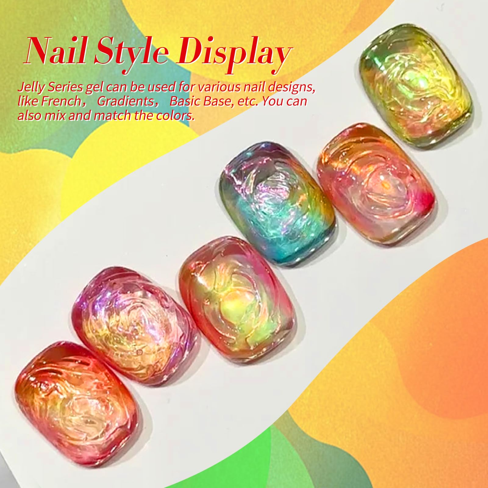 Born Pretty Neon Jelly Gel Nail Polish Kit — 6 Neon Colors for Salon or Home Manicures | UV/LED Cure