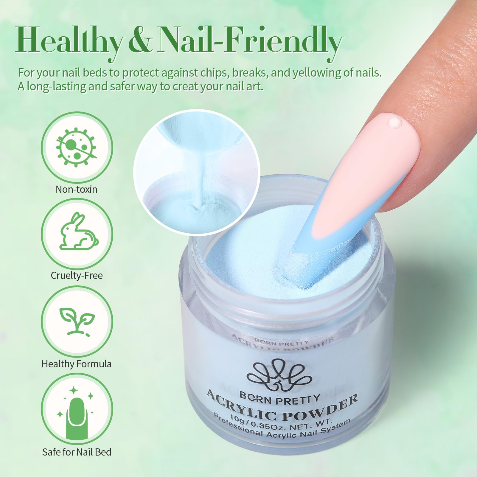Born Pretty 36-Color Acrylic Powder Set – No Lamp Needed Nail Art Kit