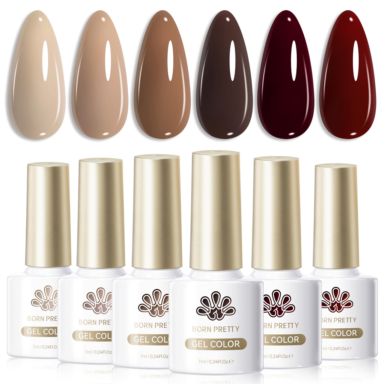 Born Pretty Nude Gel Nail Polish Kit — 6 Colors for Autumn & Winter