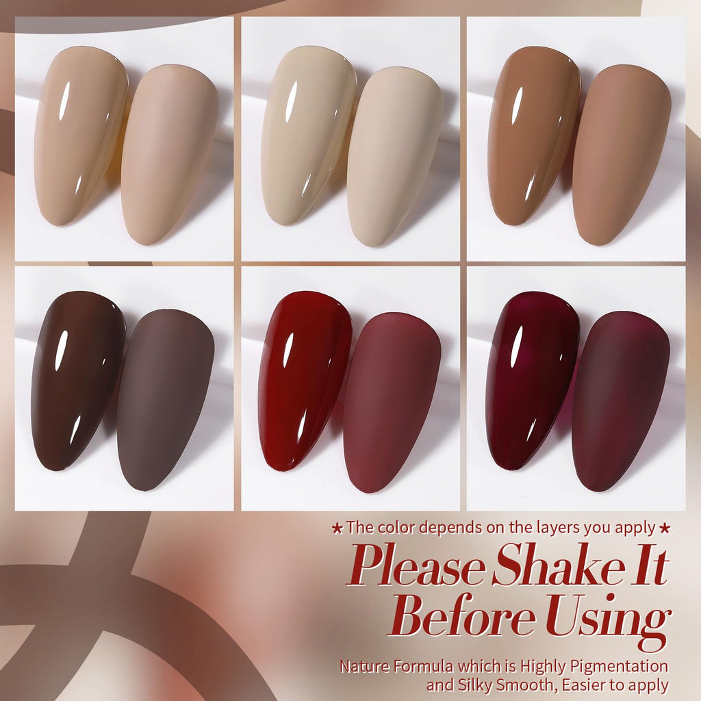 Born Pretty Nude Gel Nail Polish Kit — 6 Colors for Autumn & Winter