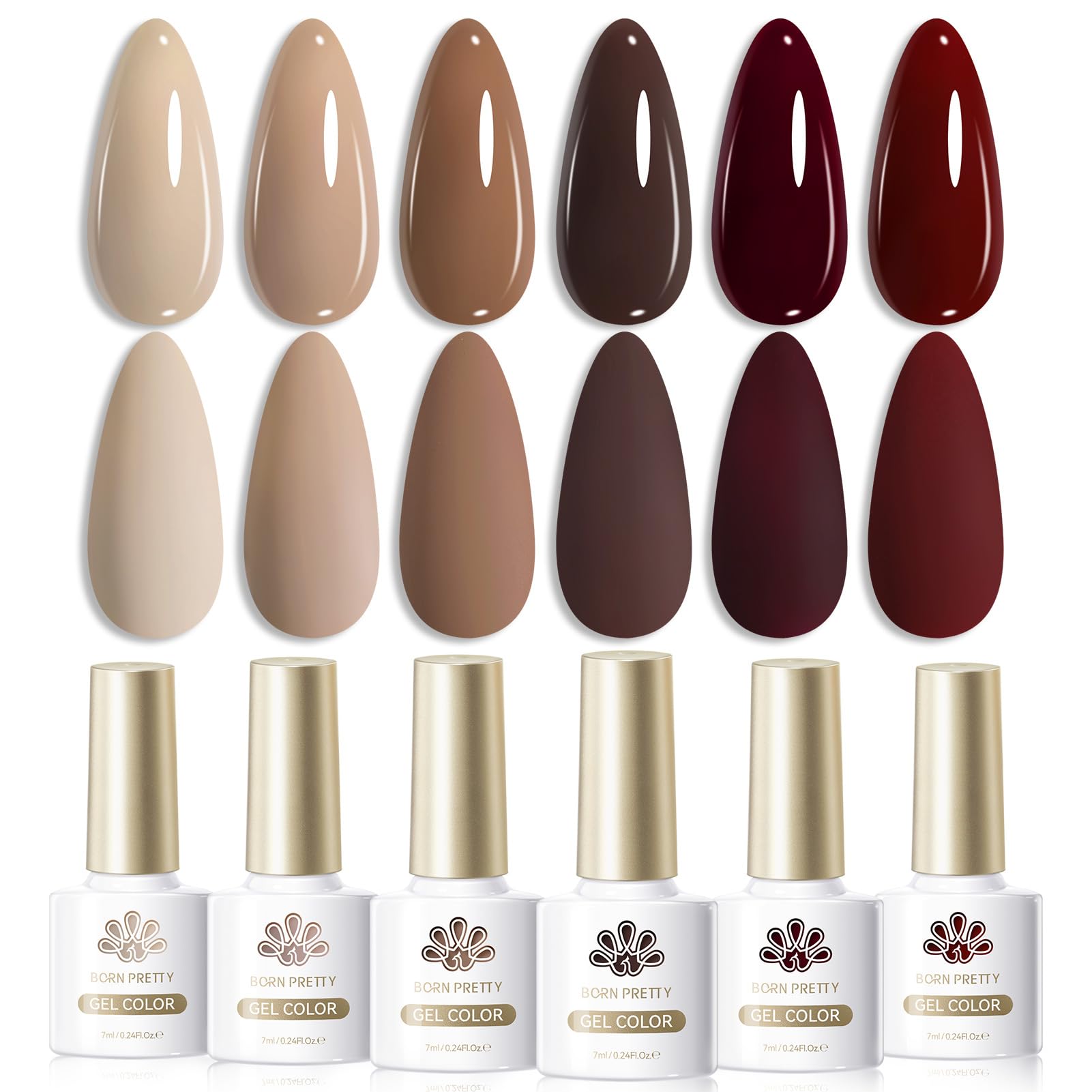Born Pretty Nude Gel Nail Polish Kit — 6 Colors for Autumn & Winter