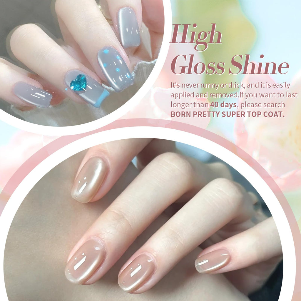 Born Pretty Pastel Magnetic Gel Nail Polish Kit – Water Light Cat Eye, Jelly Glass Crystal Glitter (6PCS)