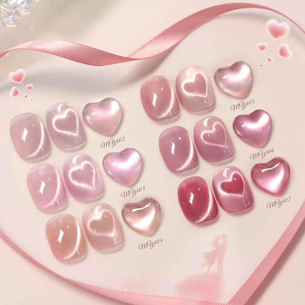 Born Pretty Pink Cat Magnetic Eye Gel Polish – 6-Color Nude Pink Jelly with Glitter, HEMA & TPO Free