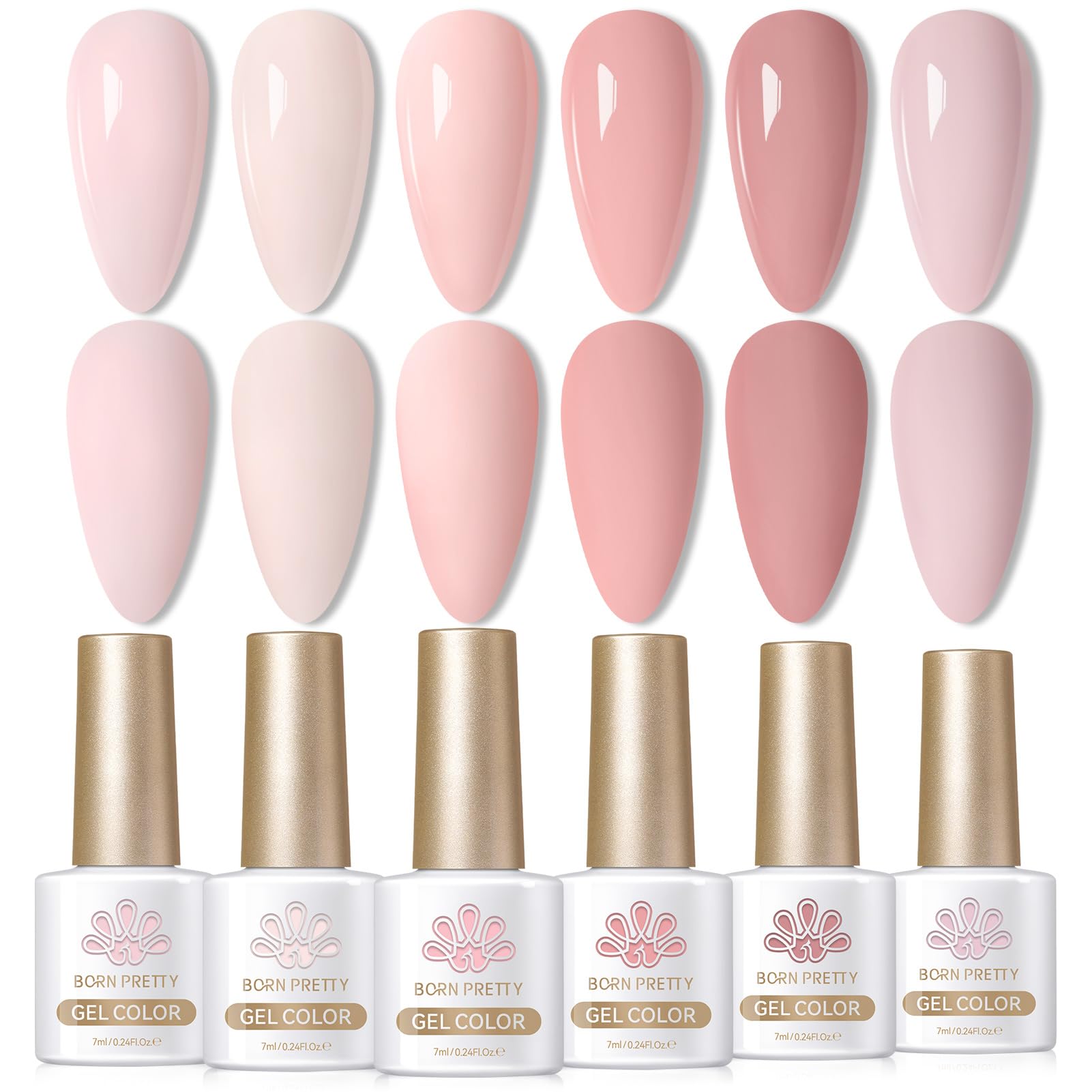 Born Pretty Pink Gel Nail Polish 6 Colors Set – Easy Application, Long-Lasting Shine