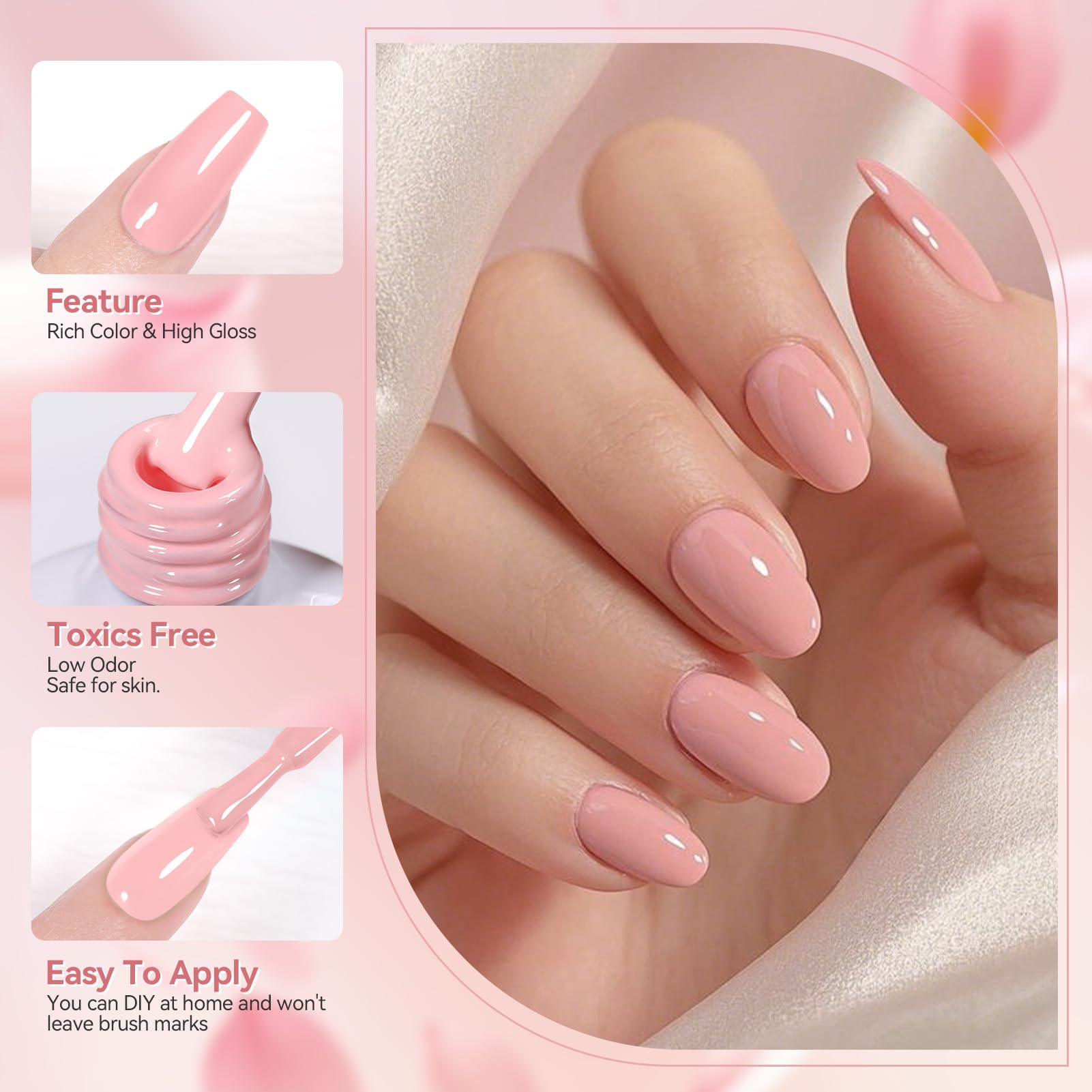 Born Pretty Pink Gel Nail Polish 6 Colors Set – Easy Application, Long-Lasting Shine