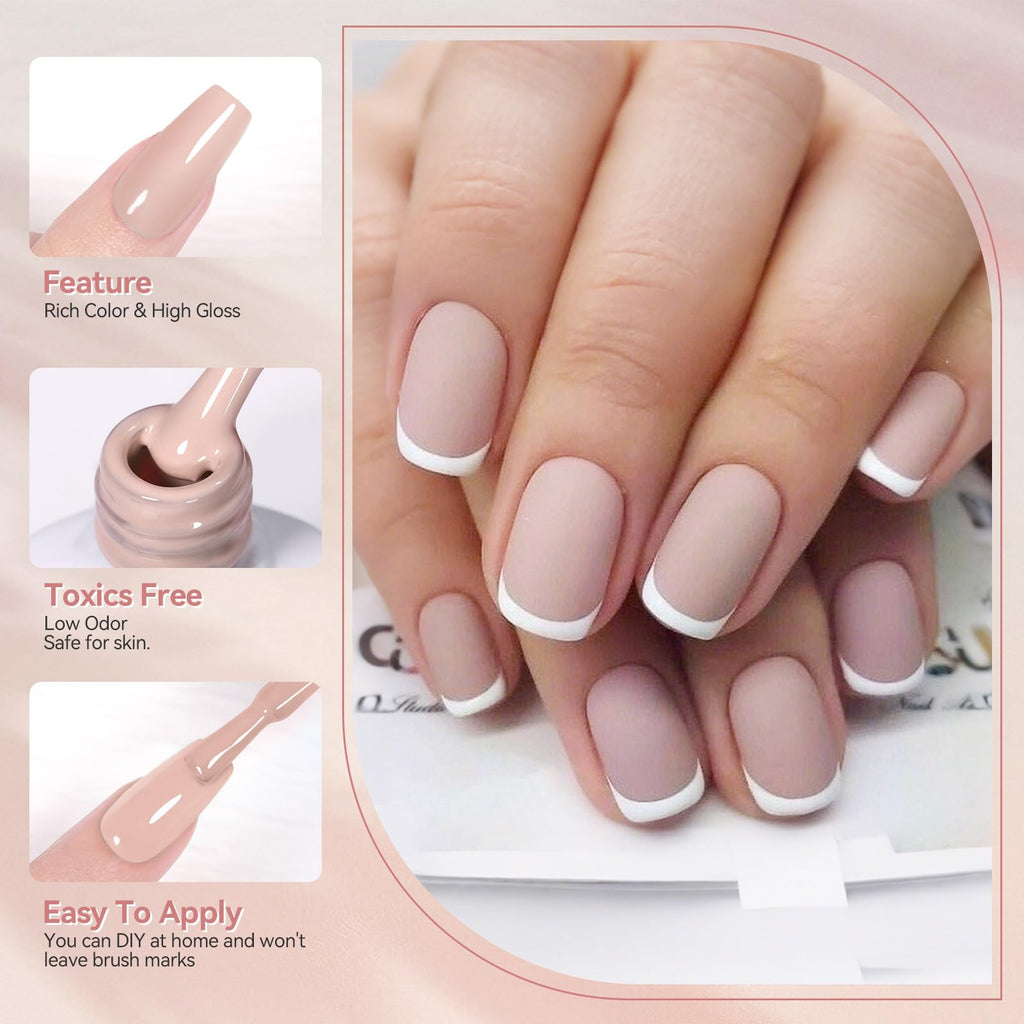 Born Pretty Pink Nude Gel Nail Polish – 6 Colors Soak-Off Gel, Long-Lasting Shine, Healthy Formula