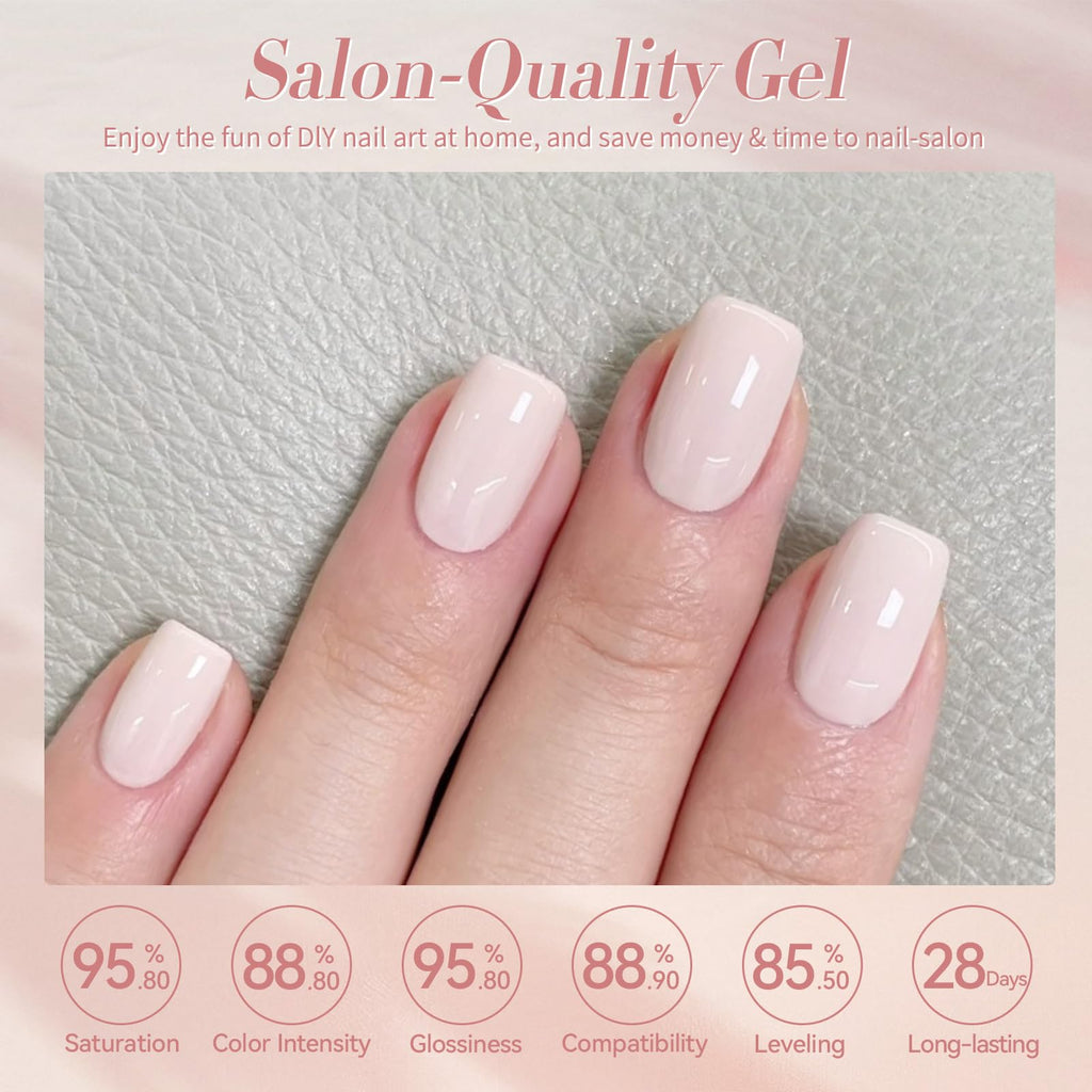 Born Pretty Pink Nude Gel Nail Polish – 6 Colors Soak-Off Gel, Long-Lasting Shine, Healthy Formula