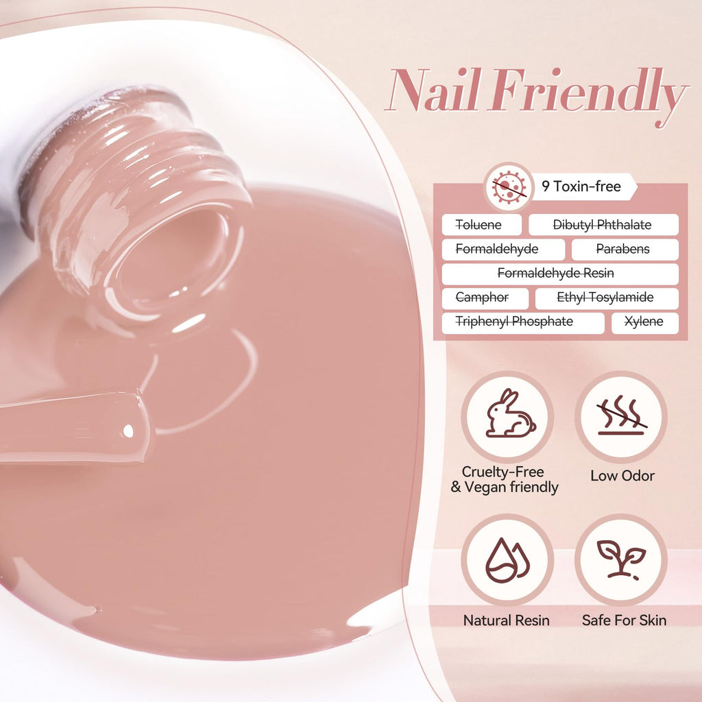 Born Pretty Pink Nude Gel Nail Polish – 6 Colors Soak-Off Gel, Long-Lasting Shine, Healthy Formula