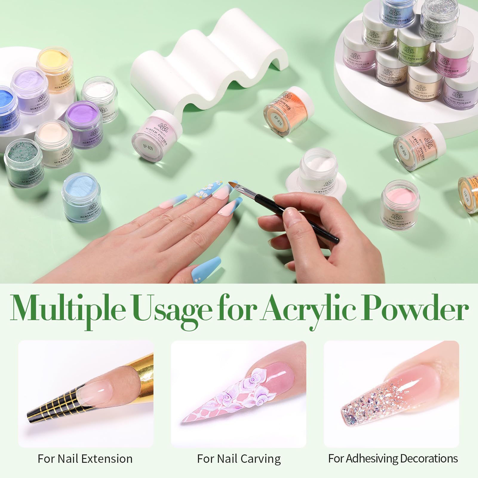 Born Pretty 36-Color Acrylic Powder Set – No Lamp Needed Nail Art Kit