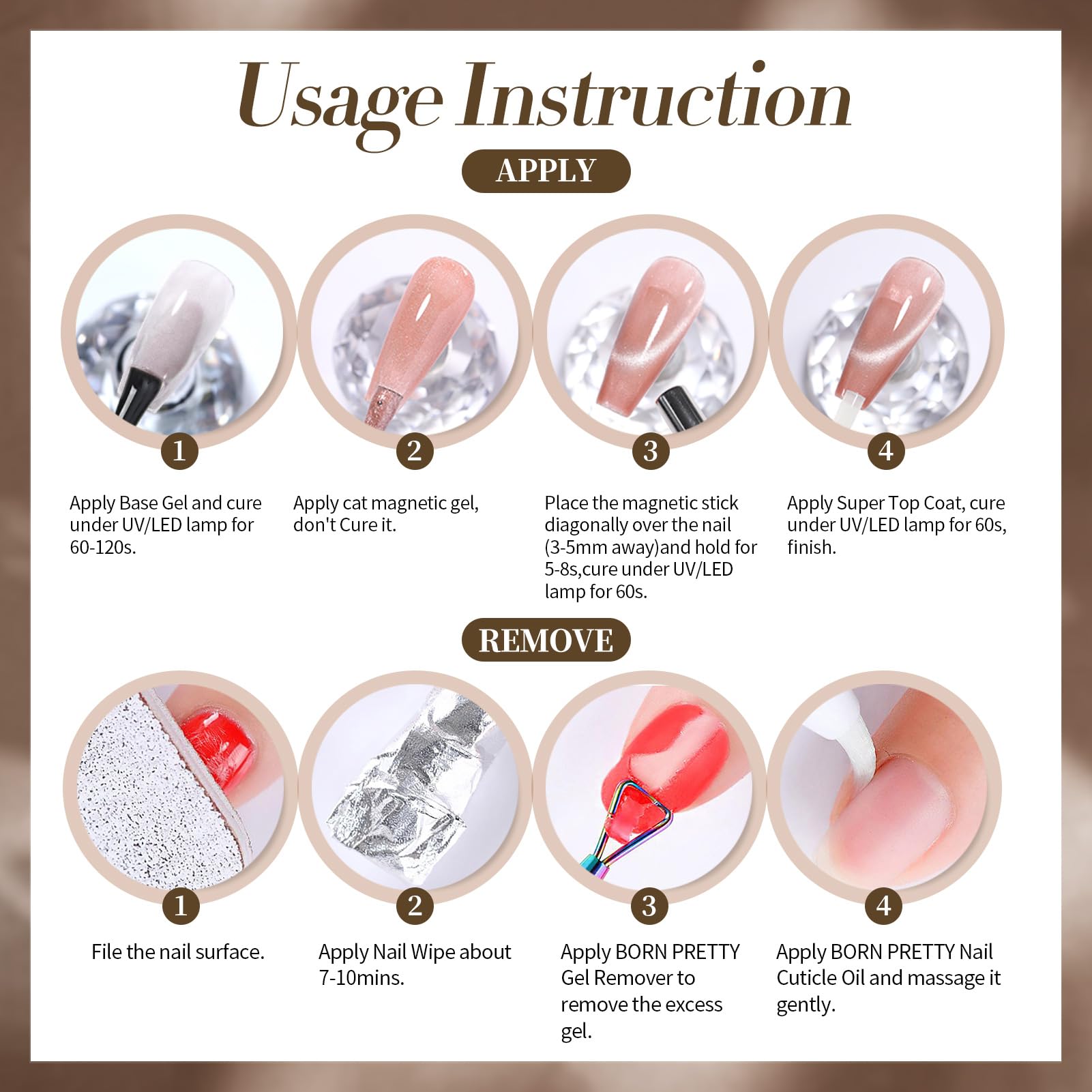 Born Pretty Cat Magnetic Eye Gel Nail Polish Kit – 6 Jelly Glass Polishes