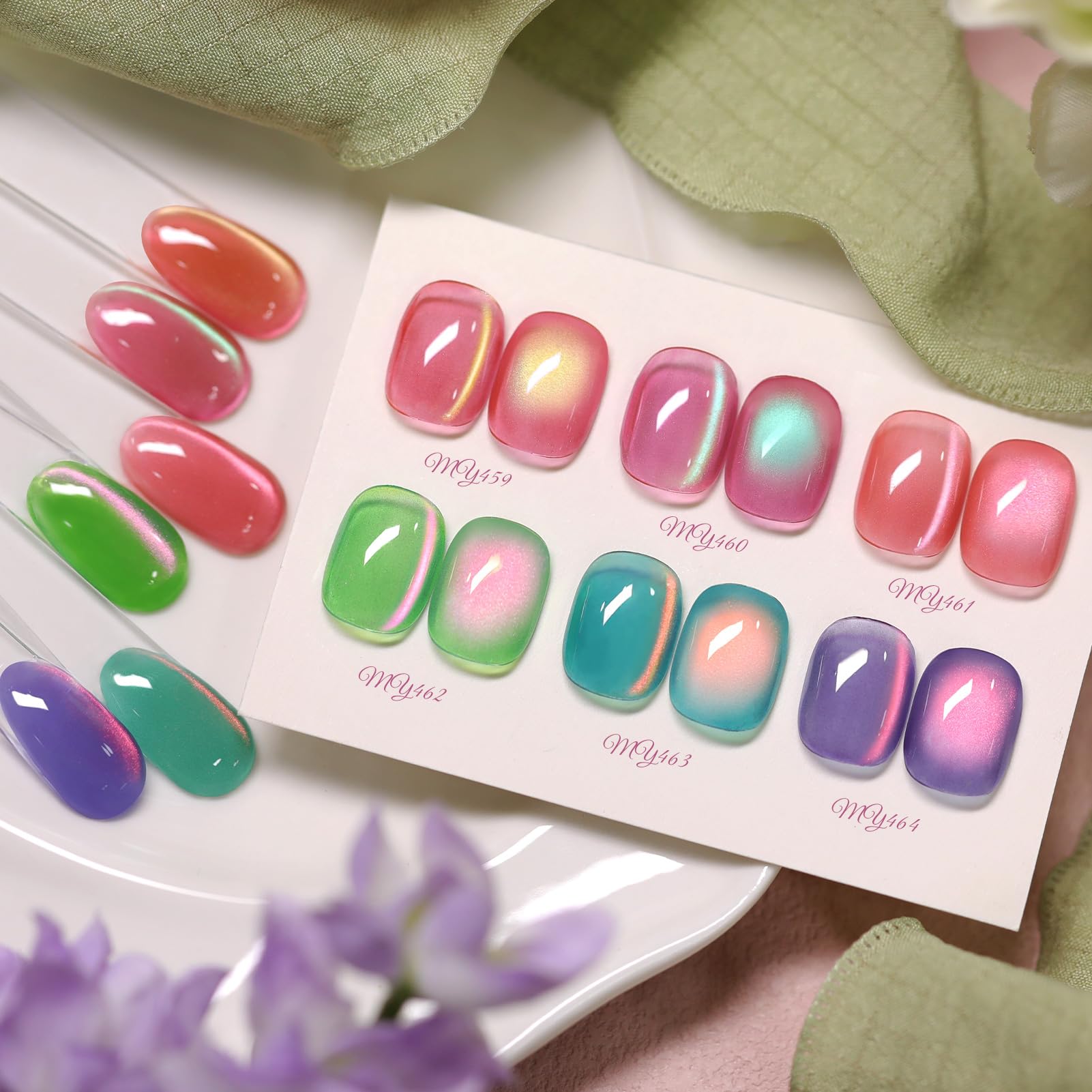 Born Pretty Spring Cat Magnetic Eye Gel Polish Set – 6 Colors, Holographic Jelly Shine, DIY Gel Nails