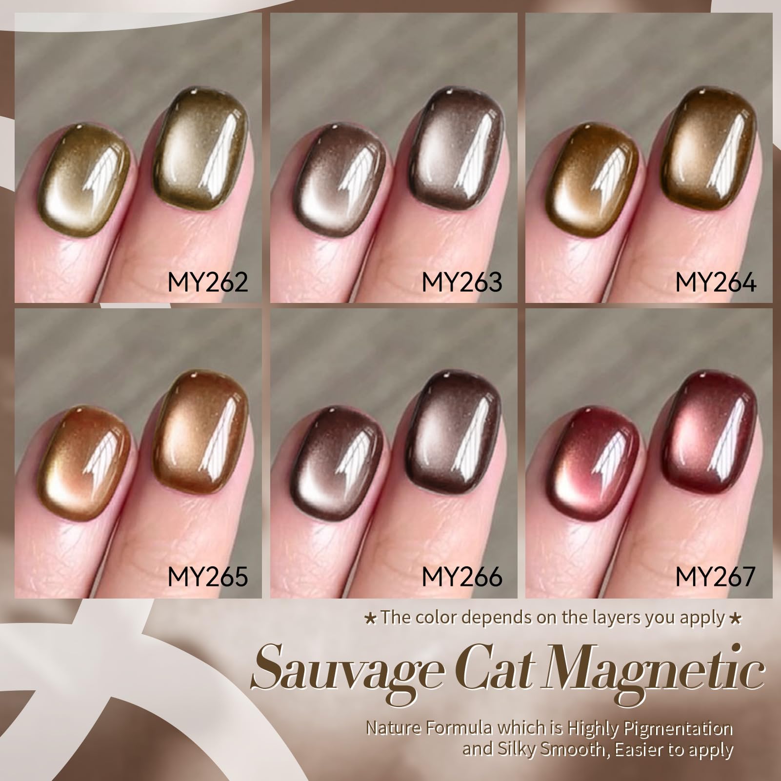 Born Pretty Cat Magnetic Eye Gel Nail Polish Kit – 6 Jelly Glass Polishes