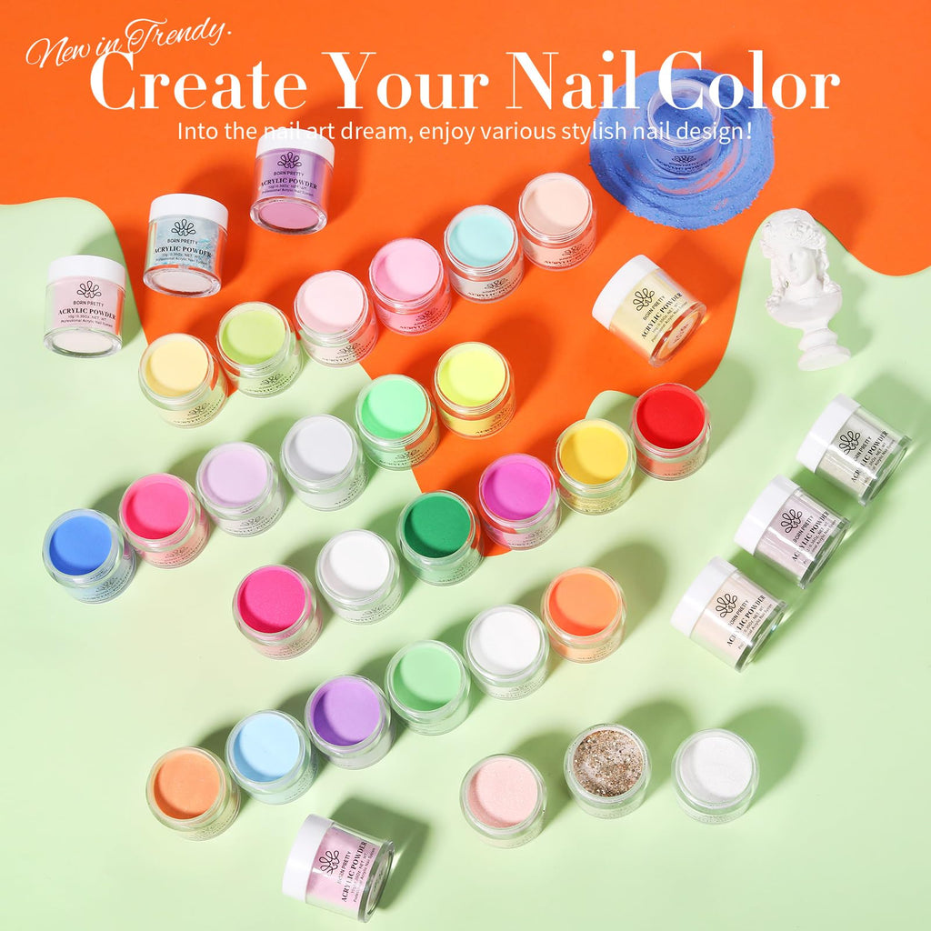 Born Pretty 36-Color Acrylic Powder Set – No Lamp Needed Nail Art Kit